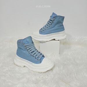 Alexander McQueen Tread Slick high top sneakers women sky blue canvas size 39